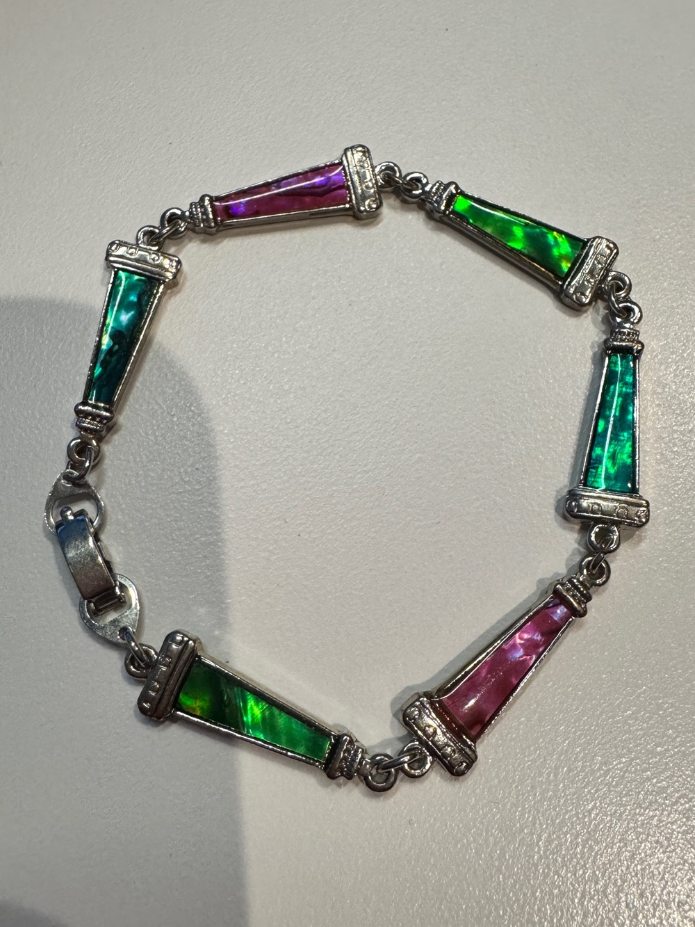 Vintage SJ Mid-century Abalone shell bracelet